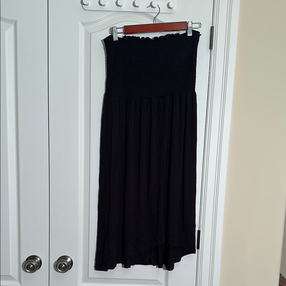 OGL Black Smocked A-Line Midi Skirt